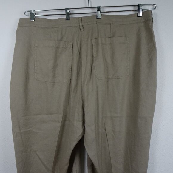 NYDJ Wide Leg Pants Women's Plus Size 20W Brown Linen Blend Cropped Cargo - Picture 6 of 11